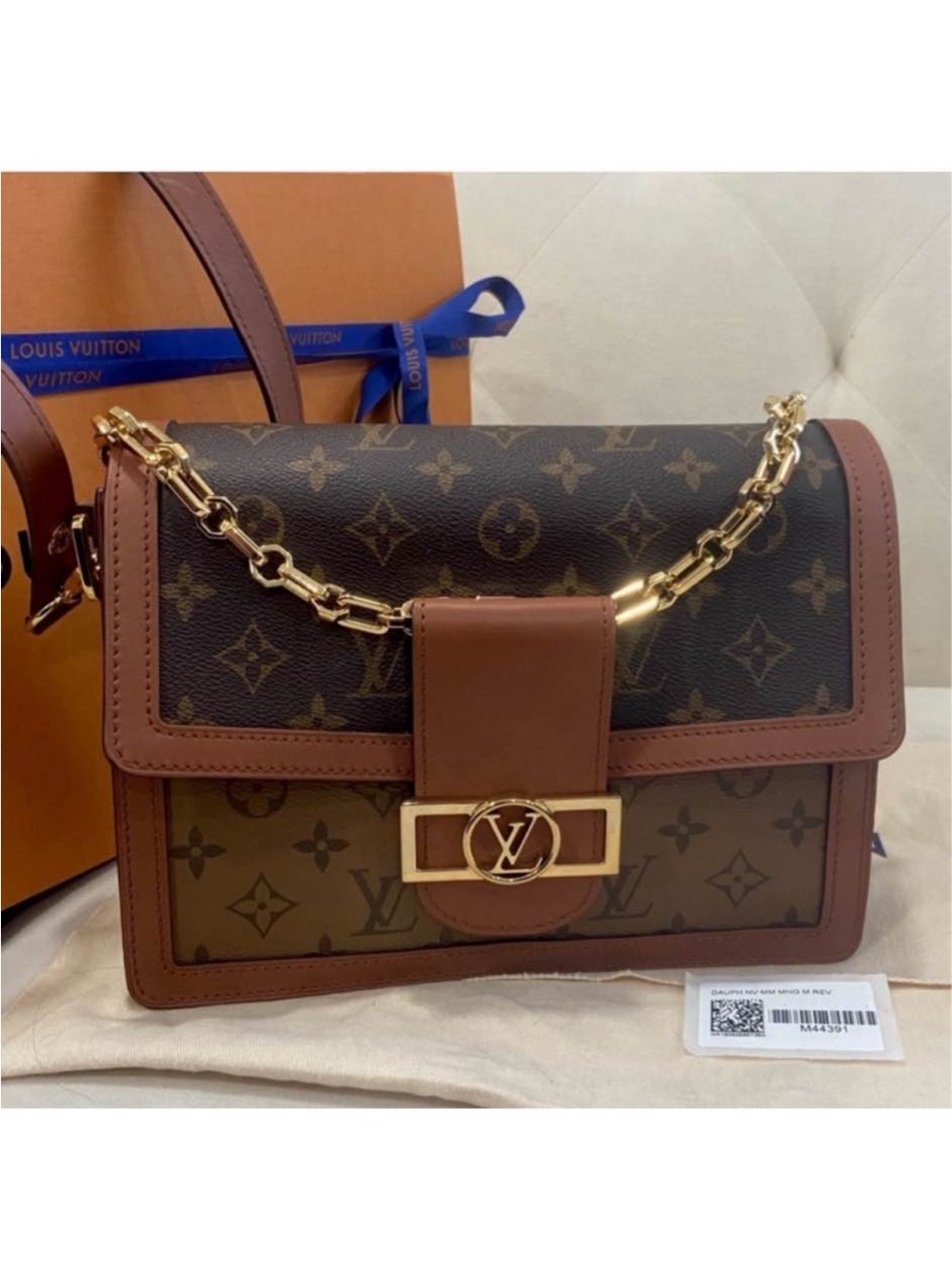 Louis Vuitton Brown Dauphine Monogram Chain Shoulder Bag